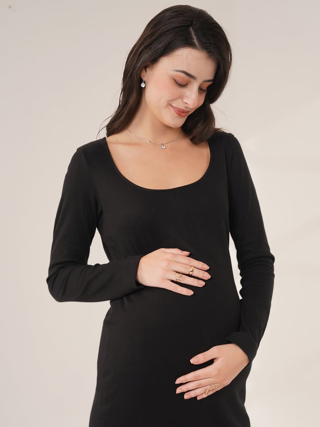 Classic Black Maternity Bodycon Dress The Mama Project Classic Black Maternity Bodycon Dress The Mama Project