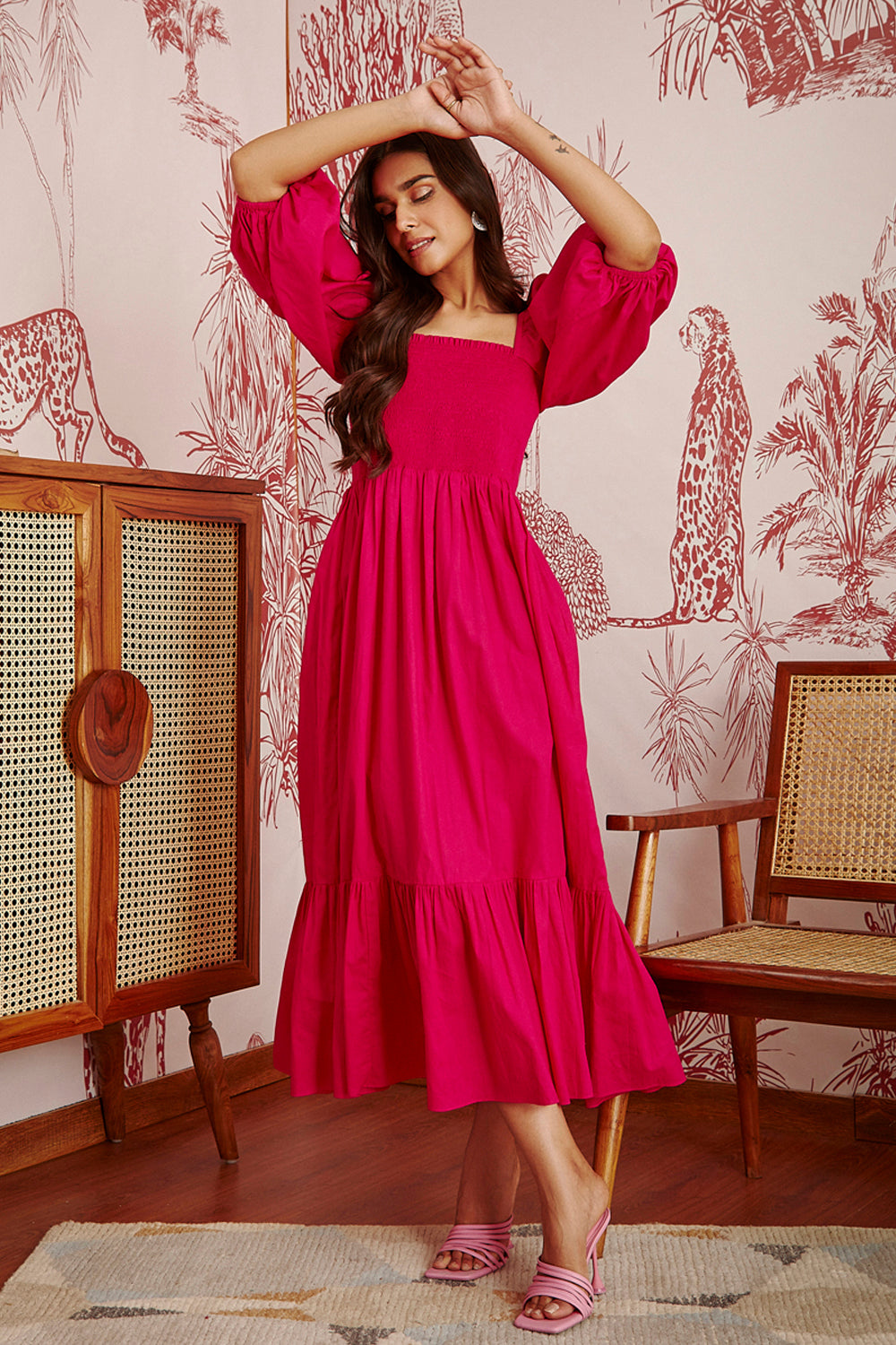 Zara Bright Pink Tier Dress The Mama Project Zara Bright Pink Tier Dress The Mama Project